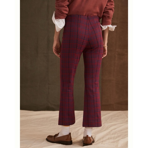 Anthropologie Maeve Margot Red Blue Plaid Flare Leg Pull On Stretch Pants New XS - Picture 3 of 12